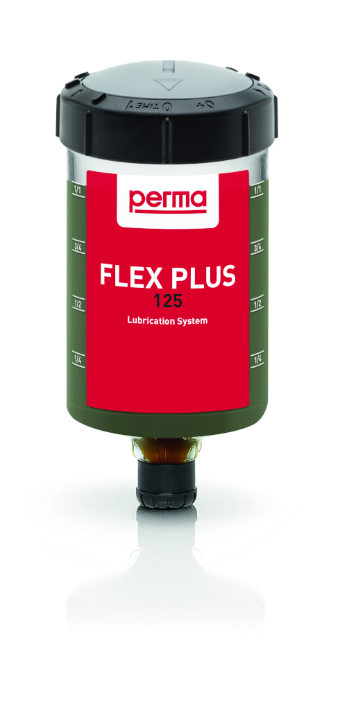 Eine perma FLEX PLUS Kartusche gefüllt mit gelbem Öl und mit einem rotem Label